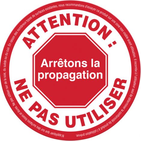 "Attention: Ne pas utiliser" Label - Material: Vinyl - Height: 5-1/8" - Width: 5-1/8" - Display Type: Adhesive - Pack: 25 - Case/Qty: 3 (75 Labels)