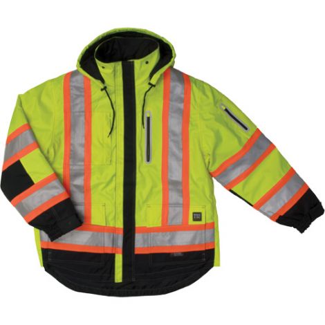 Ripstop 4-in-1 Safety Jacket, Polyester, High Visibility Lime-Yellow, 4X-Large