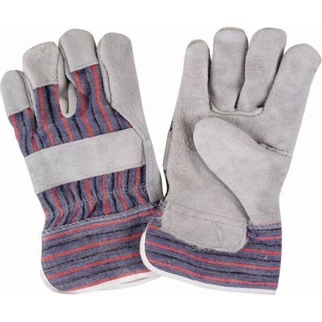Rugged Fitters Gloves, Large, Split Cowhide Palm, Cotton Inner Lining, Case/Qty: 48 Pairs
