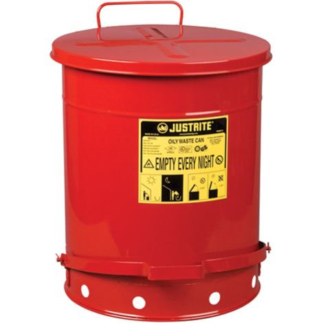 Oily Waste Cans, 14 US gal. Cap., Red, FM Approved/UL Listed