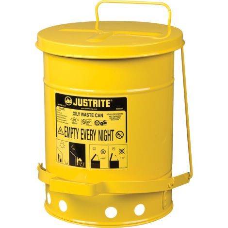 Oily Waste Cans, 6 US Gal. Cap., Yellow, FM Approved/UL Listed