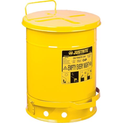 Oily Waste Cans, 14 US gal. Cap., Yellow, FM Approved/UL Listed