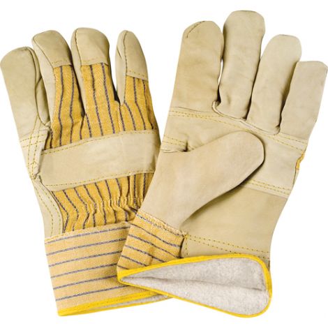 Grain Cowhide Fitters Cotton Fleece-Lined Patch Palm Gloves - Size: Size: 2X-Large - Case/Qty: 36 Pairs