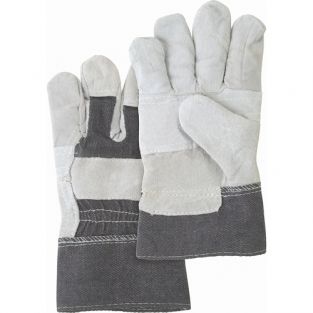 Standard Quality Split Cowhide Patch Palm Fitters Gloves, Denim Cuff - Size: Large - Case/Qty: 72 Pairs