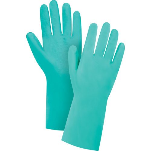 Flocked Lined Green Nitrile Gloves