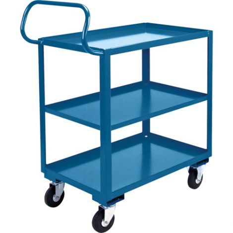 Ergonomic Shelf Truck - 3 Shelves - 26"W x 38"D x 37"H - Wheel Material: Blue Rubber 