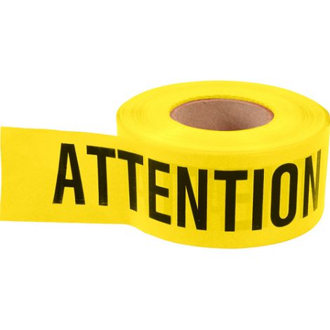 Barricade Tape - Colour: Black on Yellow - ATTENTION - Case/Qty: 12 Rolls