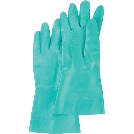 Cotton Flock-Lined Green Nitrile Gloves - Size: Medium (8) - Case/Qty: 120
