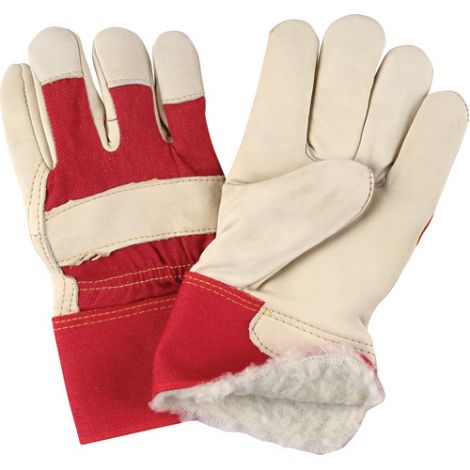 Grain Cowhide Fitters Acrylic Boa Lined Gloves - Size: Large - Standard Quality Rubberized Safety Cuff, Patch Palm - Case Quantity: 24