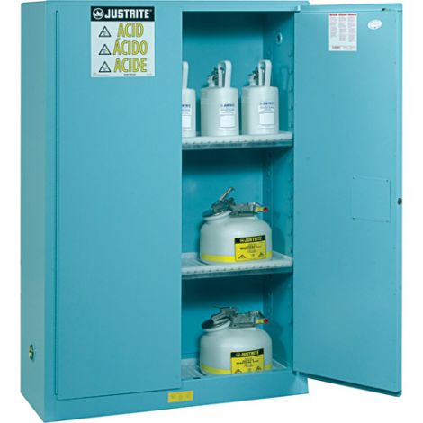 Sure-Grip® Ex Acid/Corrosive Storage Cabinets - Capacity: 45 gal. - Width: 43" - Depth: 18" - Height: 65"