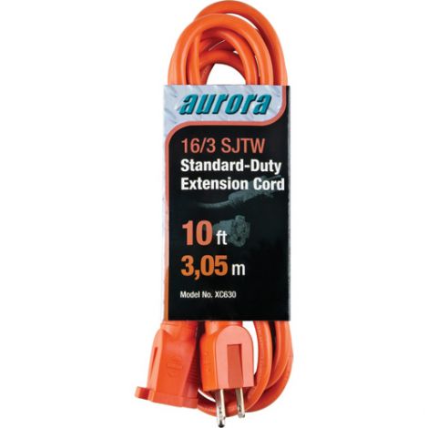 Indoor/Outdoor Standard-Duty Extension Cords - Length: 10' - Case/Qty: 12