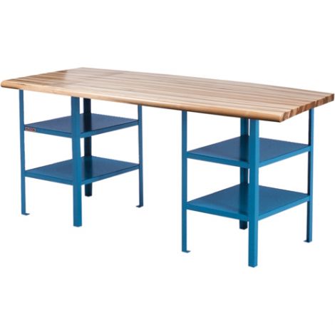 Extra Heavy-Duty Workbenches - Pedestal Bench - Capacity: 2500 lbs. - Configuration: Shelf - Height: 34" - Width: 120"