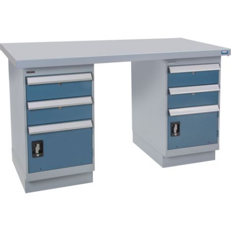 Pre-designed Workbenches - Configuration: Dual Drawers - Height: 34" - Width: 60"