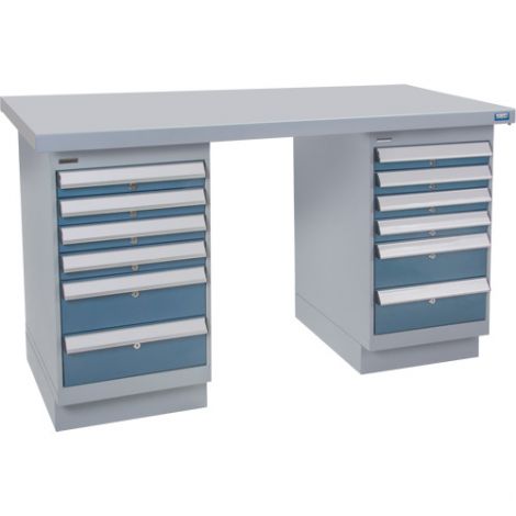  Pre-designed Workbenches - Configuration: Dual Drawers - Height: 34" - Width: 60"