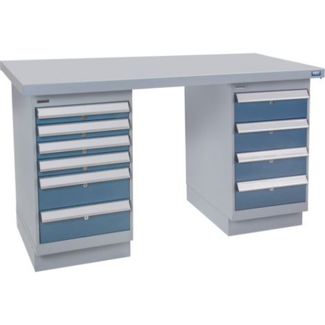 Pre-designed Workbenches - Configuration: Dual Drawers - Height: 34" - Width: 60"
