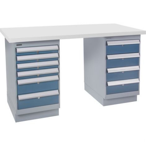 Pre-designed Workbench - Capacity: 2500 lbs. - Configuration: Dual Drawers - Height: 34" - Width: 60"