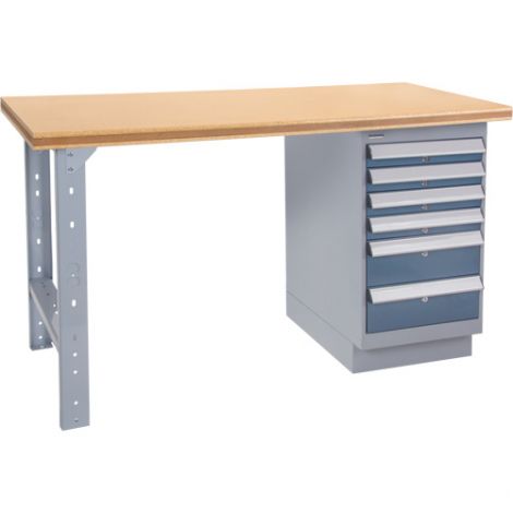 Pre-designed Workbenches - Configuration: Drawers Pedestal - Height: 34" - Width: 60"