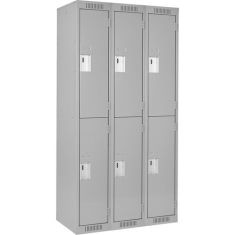 Assembled Clean Line™ Perforated Economy Lockers - Basic Style - No. of Tiers: 2 - Bank of: 3 - Ships Free
