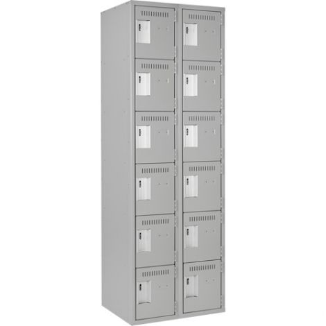 Assembled Lockerettes Clean Line™ Perforated Economy Lockers - Basic Style - No. of Tiers: 6 - Bank of: 2 - Ships Free