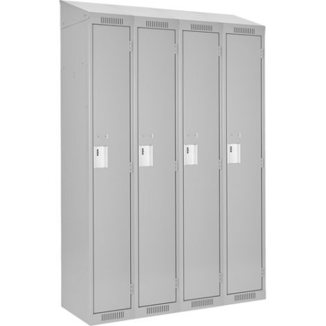 Assembled Clean Line™ Economy Lockers w/Slope Top - No. of Tiers: 1 - Bank of: 4 - Ships Free