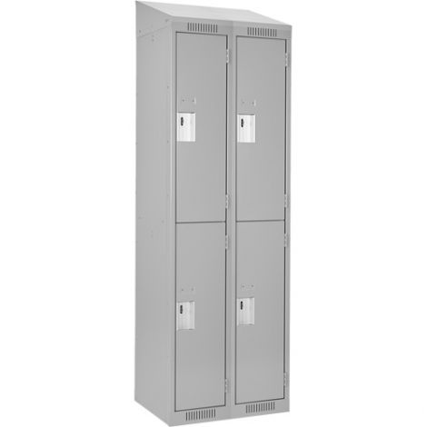 Assembled Clean Line™ Economy Lockers w/Slope Top - No. of Tiers: 2 - Bank of: 2 - Ships Free