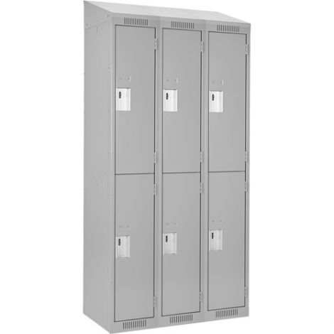 Assembled Clean Line™ Economy Lockers w/Slope Top - No. of Tiers: 2 - Bank of: 3 - Ships Free