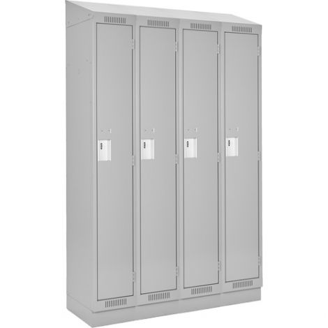 Assembled Clean Line™ Economy Lockers w/Recessed Base & Slope Top - No. of Tiers: 1 - Bank of: 4 - Ships Free
