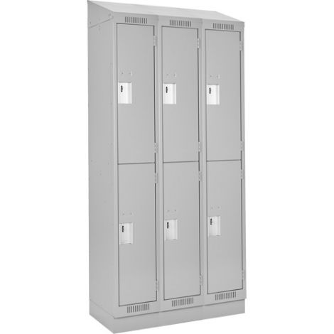 Assembled Clean Line™ Economy Lockers w/Slope Top & Recessed Base - No. of Tiers: 2 - Bank of: 3 - Ships Free