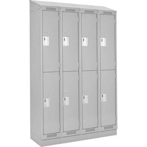 Assembled Clean Line™ Economy Lockers w/Recessed Base & Slope Top - No. of Tiers: 2 - Bank of: 4 - Ships Free