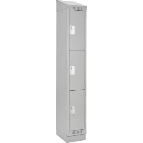 Assembled Clean Line™ Economy Lockers w/Recessed Base & Slope Top - No. of Tiers: 3 - Bank of: 1 - Ships Free