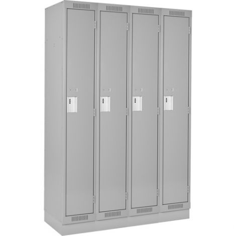Assembled Clean Line™ Economy Lockers w/Recessed Base - No. of Tiers: 1 - Bank of: 4 - Ships Free