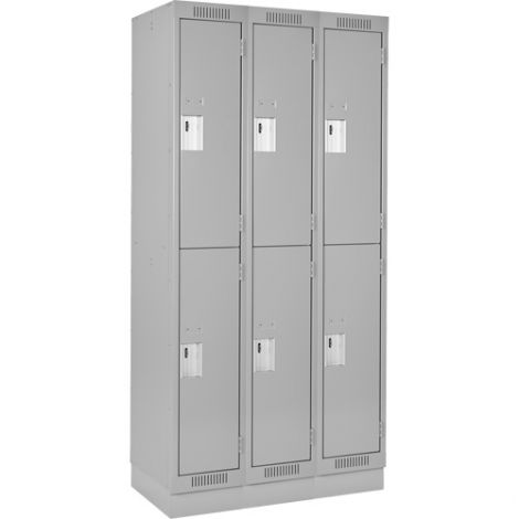 Assembled Clean Line™ Economy Lockers w/Recessed Base - No. of Tiers: 2 - Bank of: 3 - Ships Free