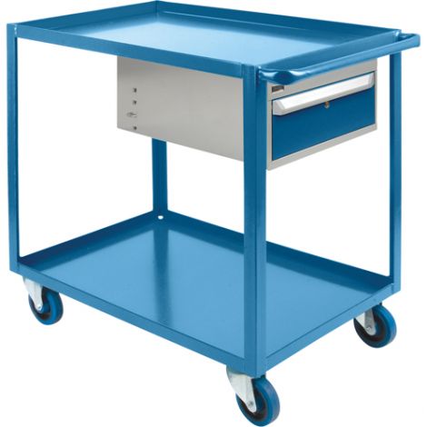 Heavy Duty Shelf Cart with Drawer - Shelf Size: 24"W x 48"D - No. of Shelves: 2