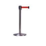 Free-Standing Crowd Control Barrier - Finish/Colour: Stainless - Tape Colour: Red