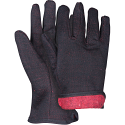 Brown Jersey Gloves - Size: Large - Slip-On, Red Fleece Lining - Case Quantity: 144