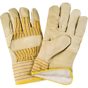 Grain Cowhide Fitters Cotton Fleece-Lined Patch Palm Gloves - Size: Large - Case Quantity: 24